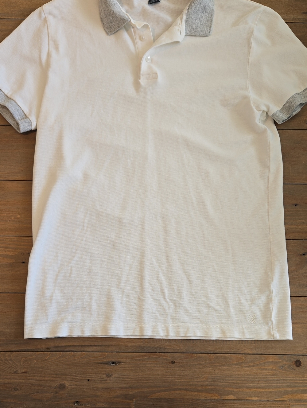 French Connection White Polo with Gray Collar